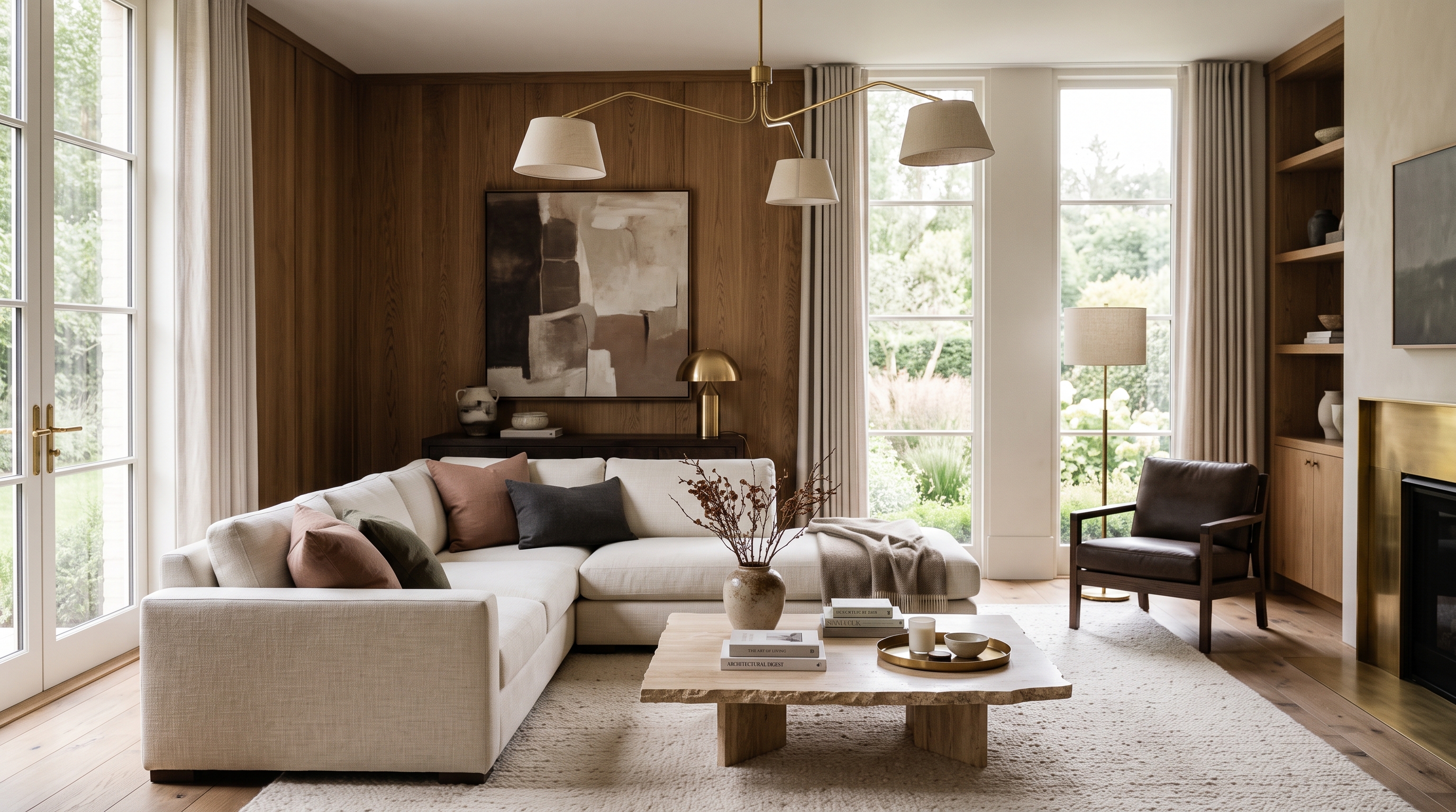 Finished bespoke living room in warm oak